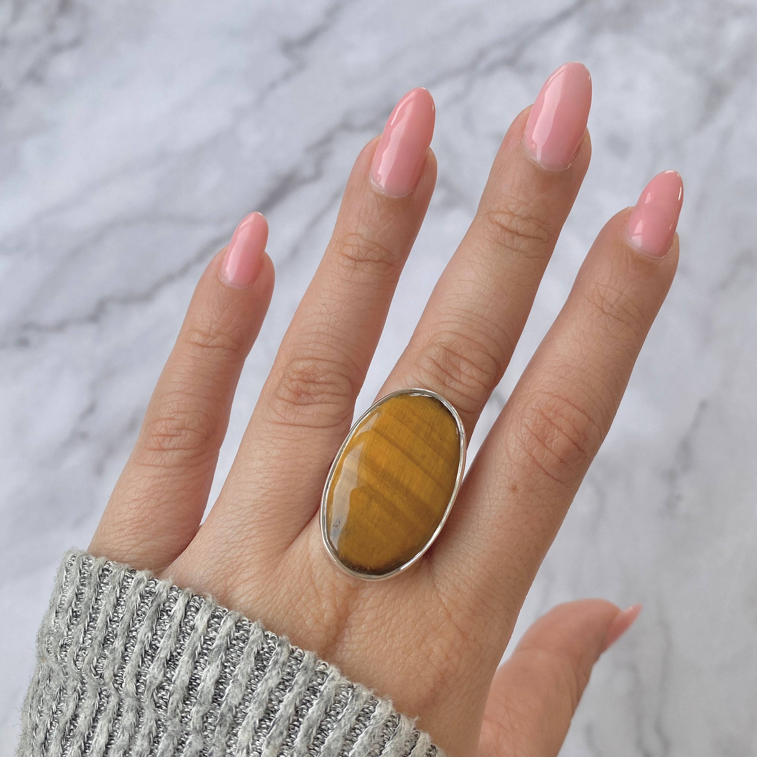 Tiger Eye Adjustable Ring-(TGE-R-24)